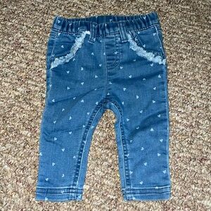 Cat & Jack baby girls Blue Denim jean Bottoms with Heart Pattern size 3-6 Months